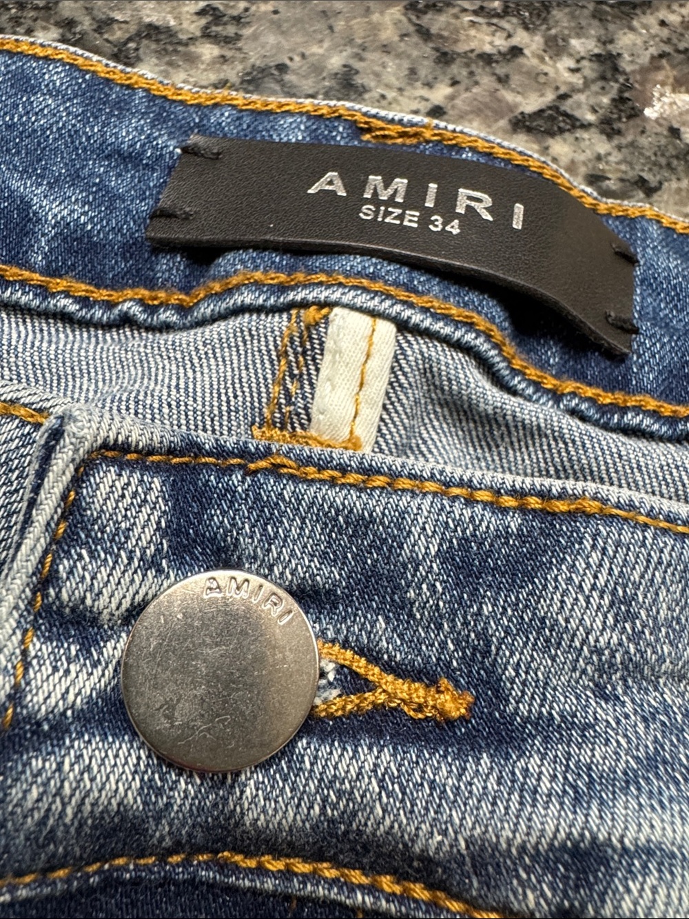 AMIRI Women's Light Blue Distressed Skinny Jeans with Embellished Patches EUC 34 - Picture 11 of 15